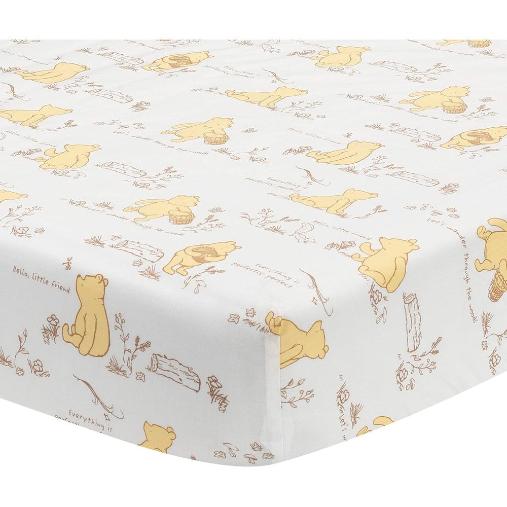 Lambs and Ivy Disney Baby Storytime Pooh fitted crib sheet front view