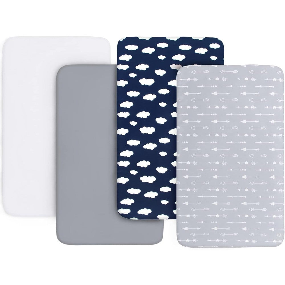 Biloban 4 pack fitted crib sheets set front view