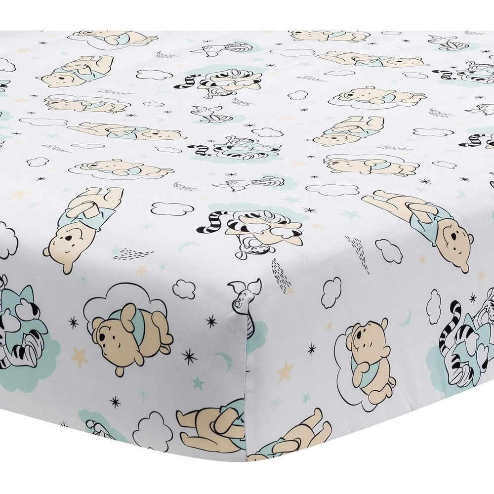 Lambs and Ivy Disney Winnie the Pooh Hugs crib sheet full view