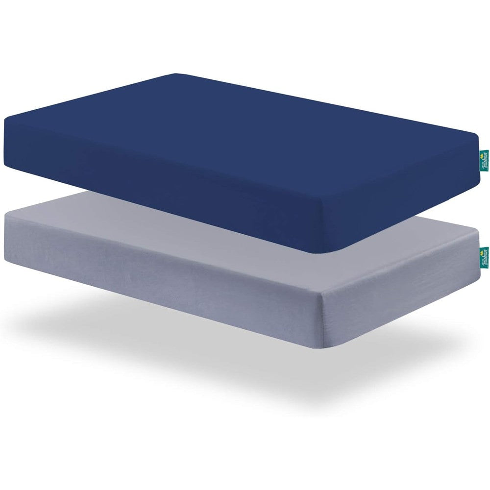 Biloban 2 pack fitted crib sheets in grey and navy