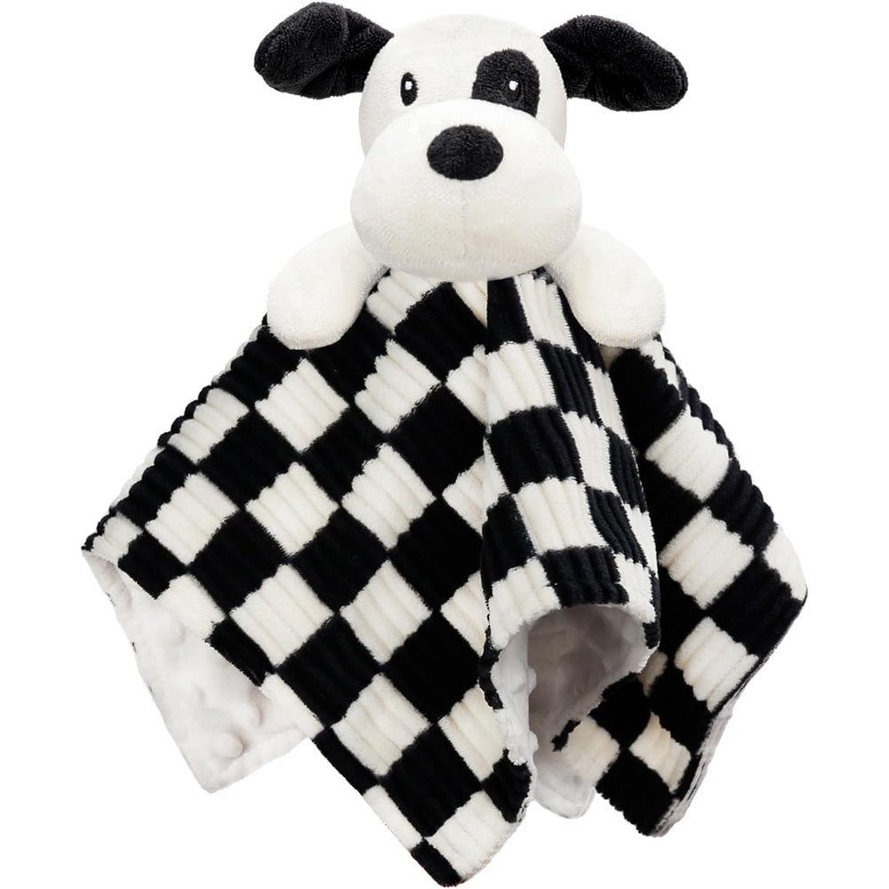 BEILIMU high contrast baby security blanket front view showcasing black and white checkerboard pattern.