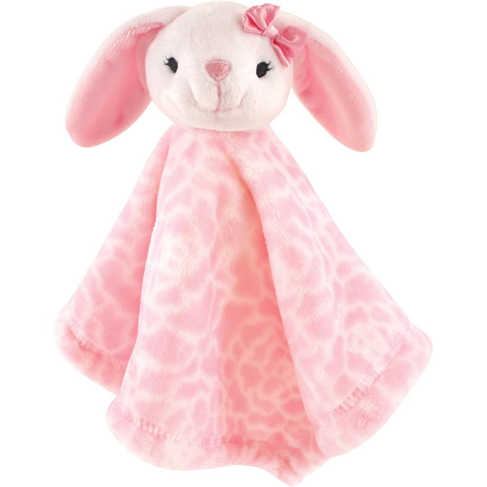 Hudson Baby Unisex Baby Animal Face Security Blanket front view soft plush white bunny lovey for infants