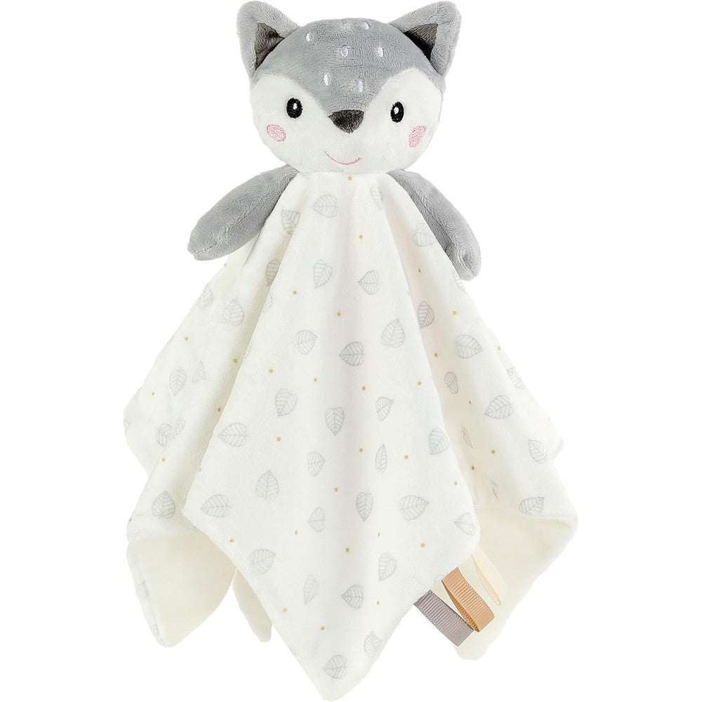 CREVENT cozy plush baby security blanket front view featuring the soft brown deer head design.