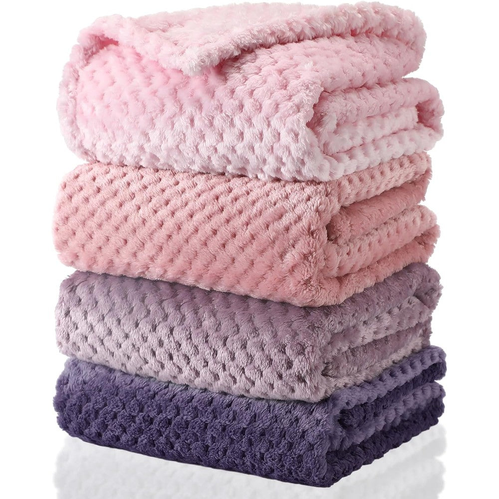 Frienda 4 piece baby fuzzy blanket front view showing soft pink fleece texture