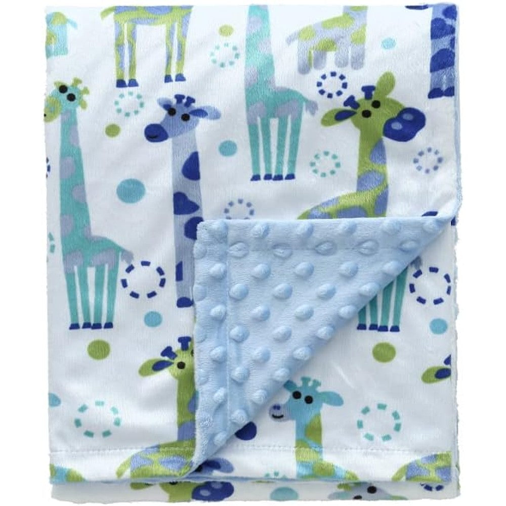 CREVENT minky baby blanket giraffe print front view for newborn nursery bedding