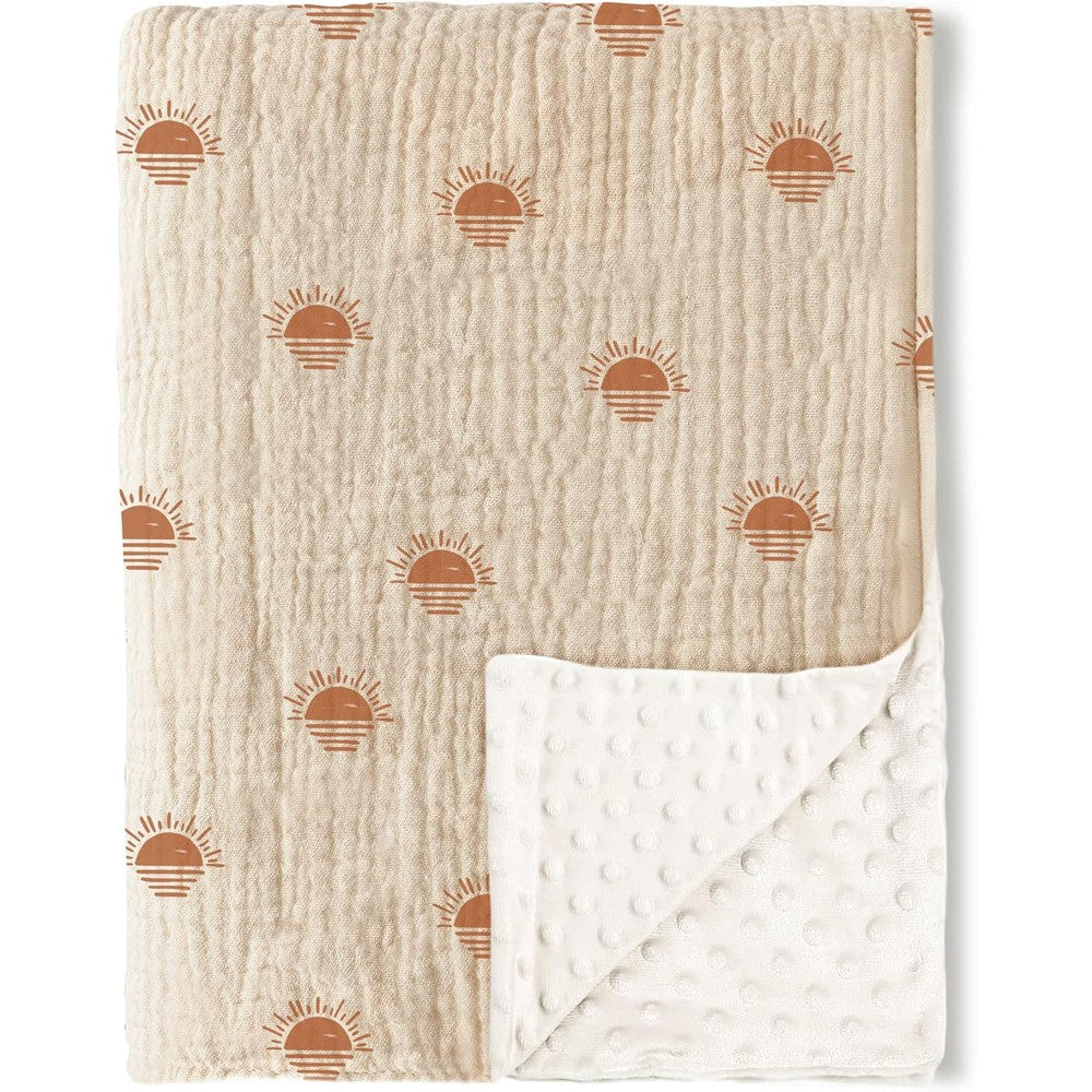 Konssy baby blanket cream sunburst front view showing premium muslin texture