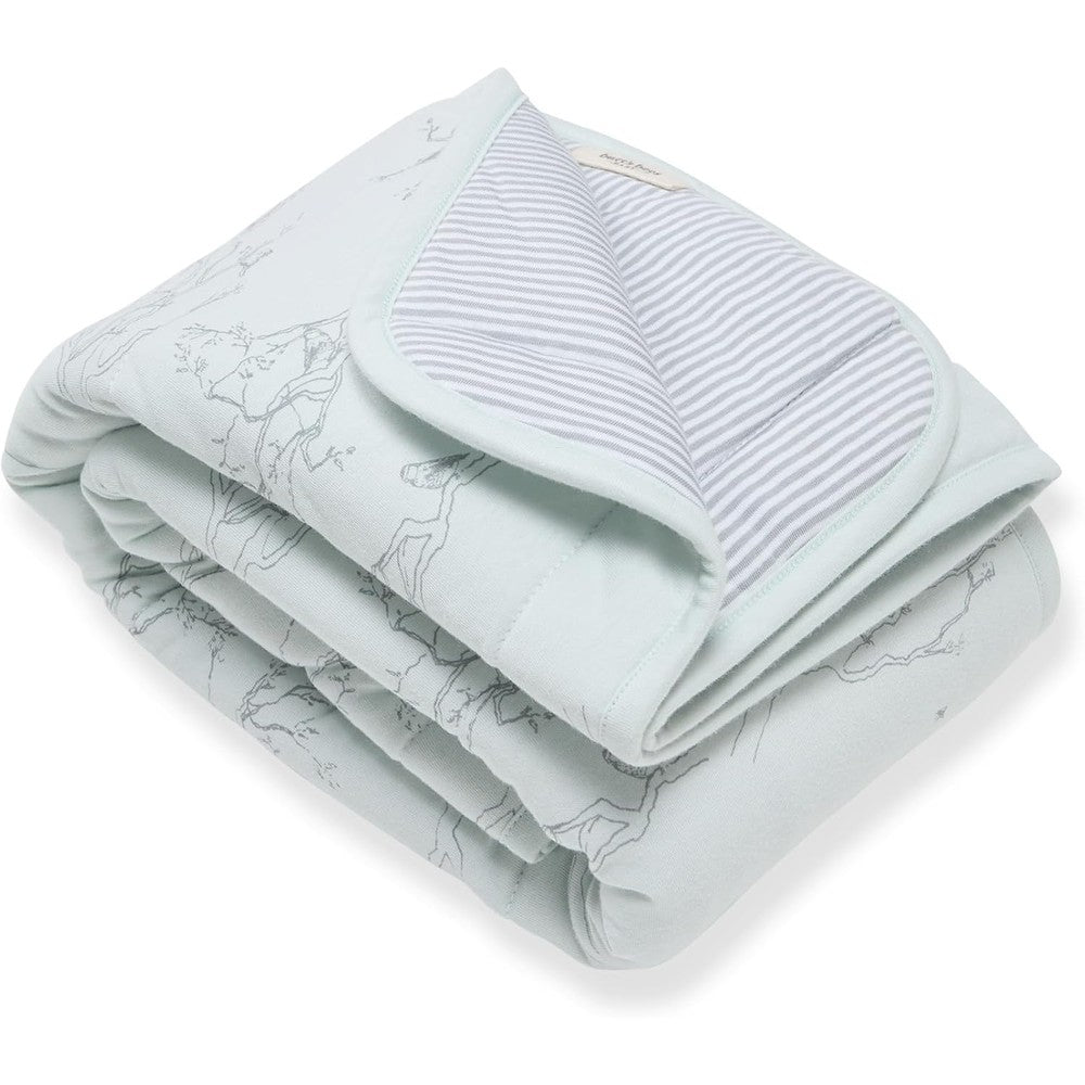 Burt's Bees Baby reversible organic cotton quilted blanket front view in sweet doe pattern