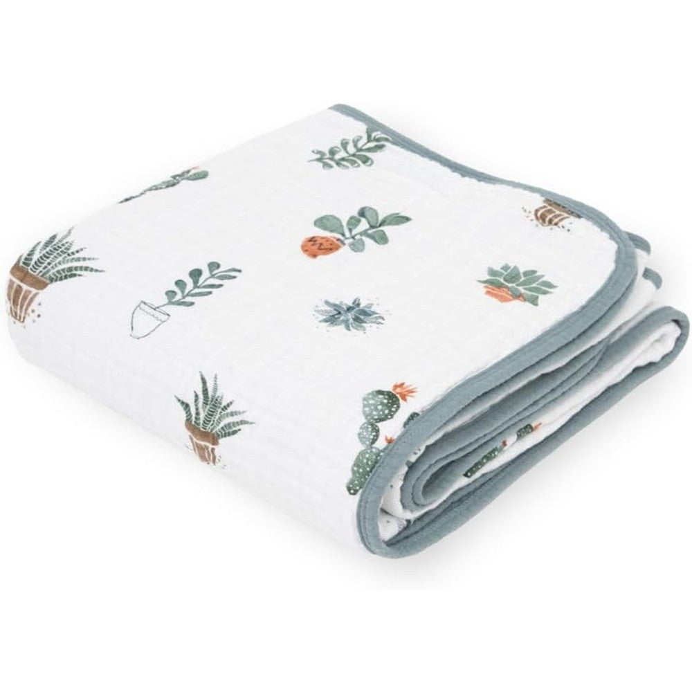 Little Unicorn Cotton Muslin Quilt Blanket Prickle Pots front view premium baby bedding