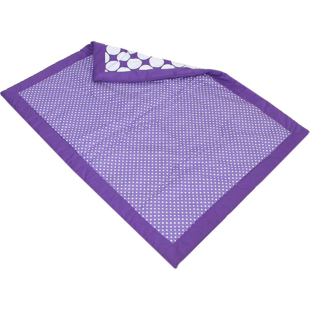 Bacati Mix and Match Large Dots Crib Comforter Purple front view premium nursery bedding