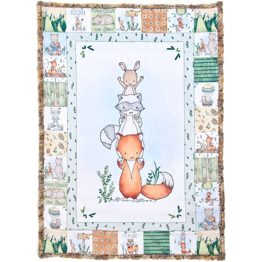 Shannon Fabrics Timber Grove Tiny Tails Cuddle Kit front view package showing woodland animal panel pattern.