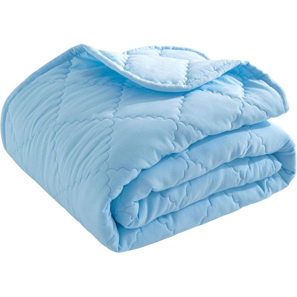 BEDSUM brushed microfiber down alternative toddler comforter aqua front view showing diamond quilting