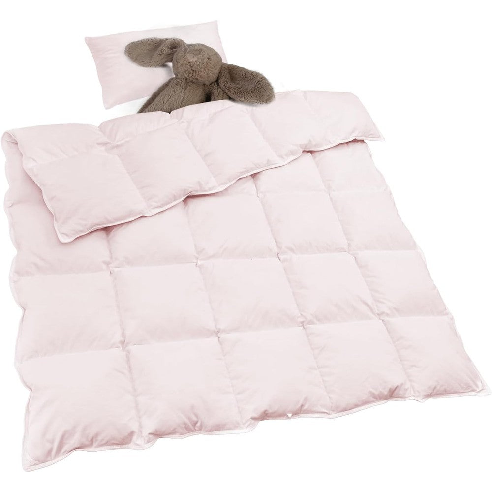 Zzlamb toddler comforter baby down blanket front view cherry pink crib quilt