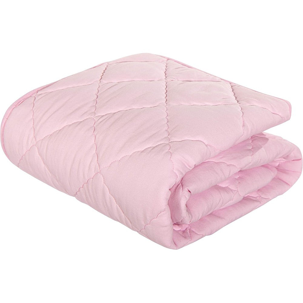 NTBAY down alternative toddler comforter pink front view laid out flat on a white crib mat.