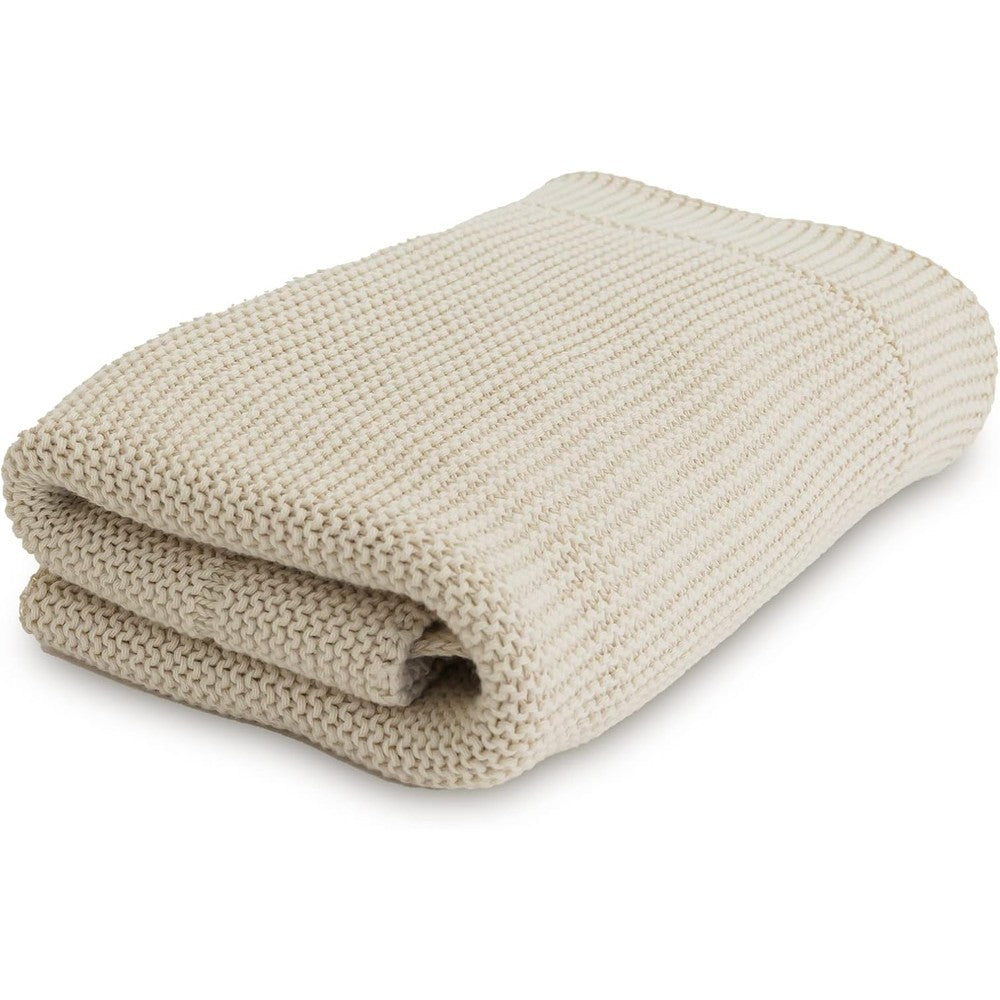Natemia organic cotton knitted baby blanket front view