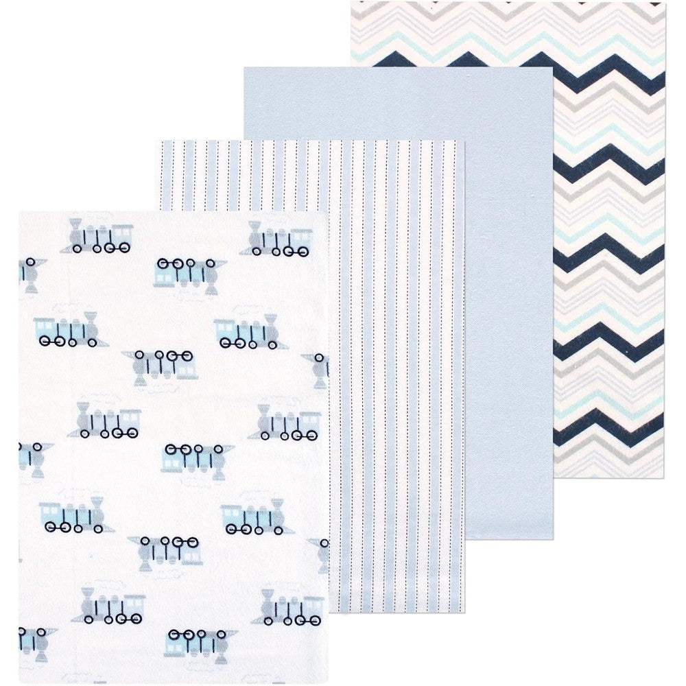 Little Treasure Luvable Friends flannel receiving blankets for baby boys with train print