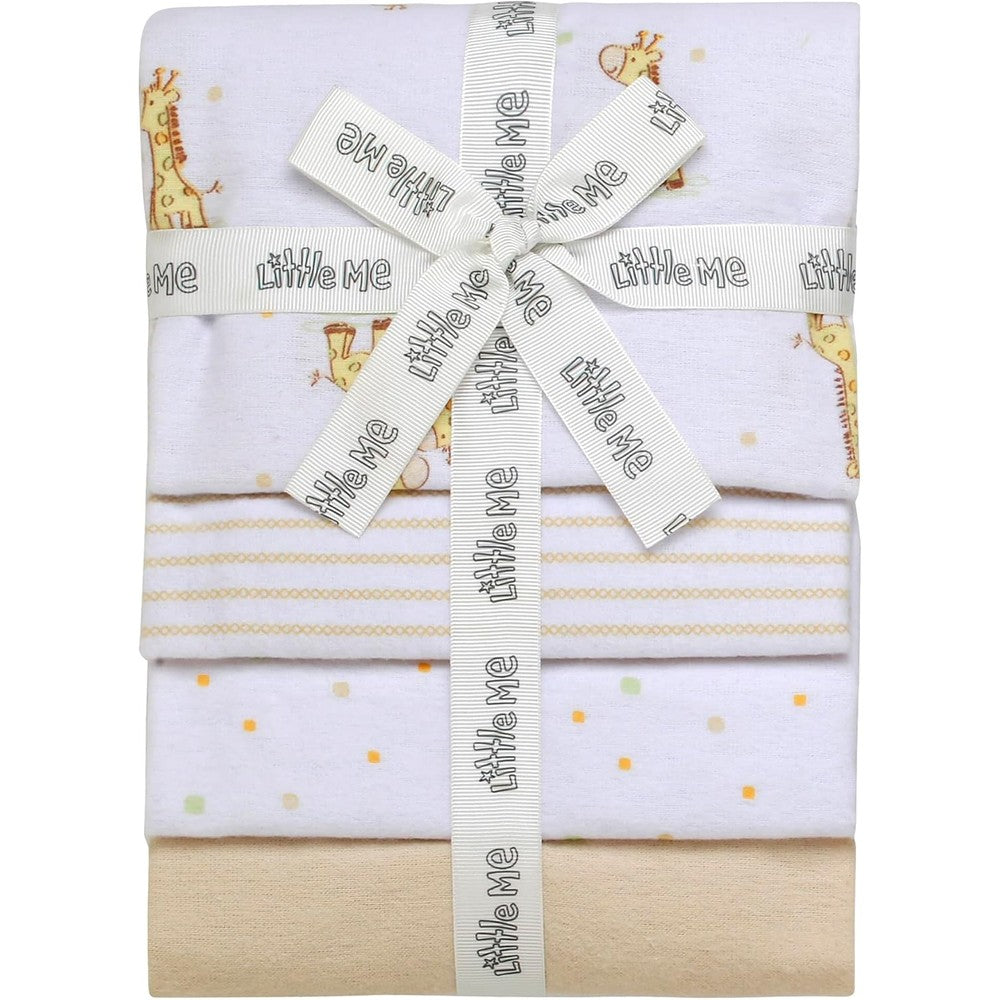 Baby Starters 4 Pack Flannel Receiving Blankets For Baby, 30 Inches By 30 Inches, Giraffe Tan Prints, Authentic USA Imported Baby Bedding Set - Image 1