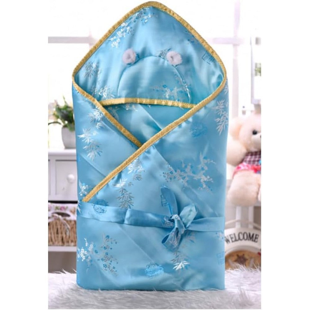 CRB Fashion Chinese Asian Newborn Baby Celebration Blanket Blue Phoenix Design