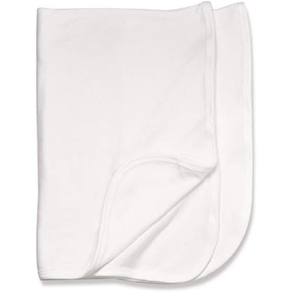 Baby Jay 100% Cotton Receiving Blanket in White front view