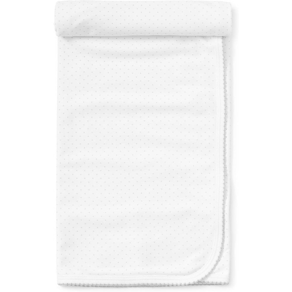 Kissy Kissy baby blanket white silver dots front view