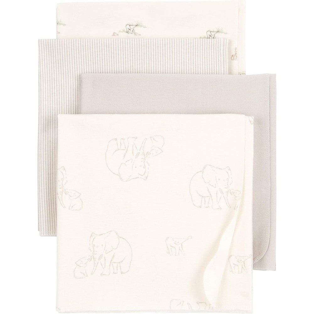 Carter's baby receiving blankets 4-pack cream elephant front view