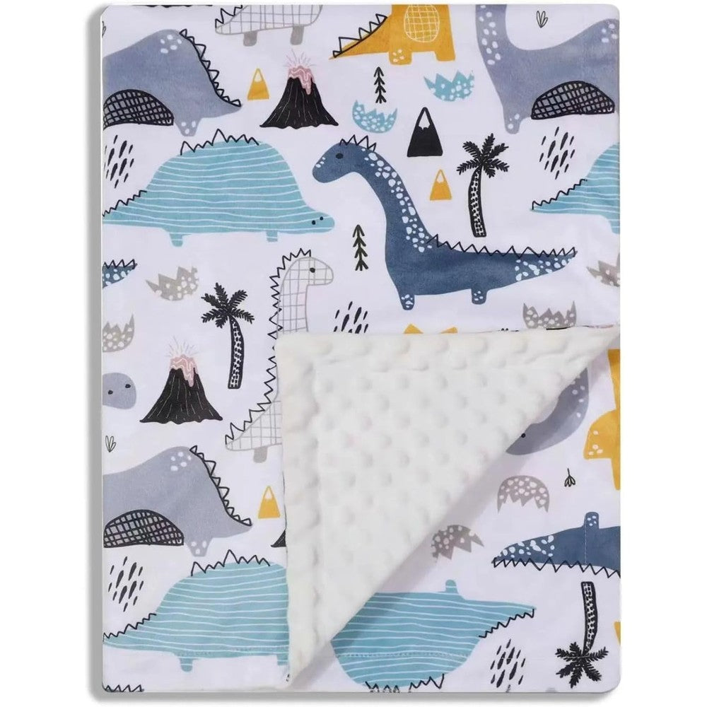 Donsonny baby blanket with dinosaur print front view