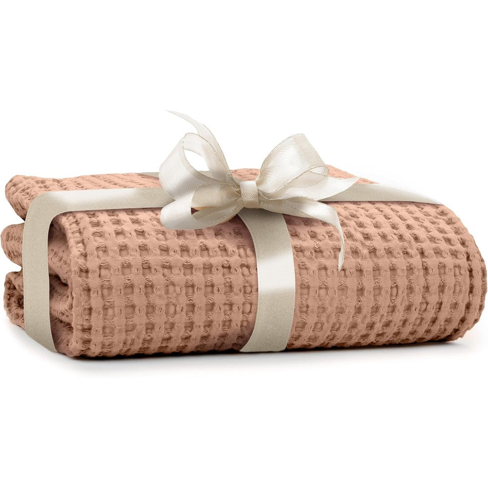 Simka Rose waffle cotton baby blanket in clay color