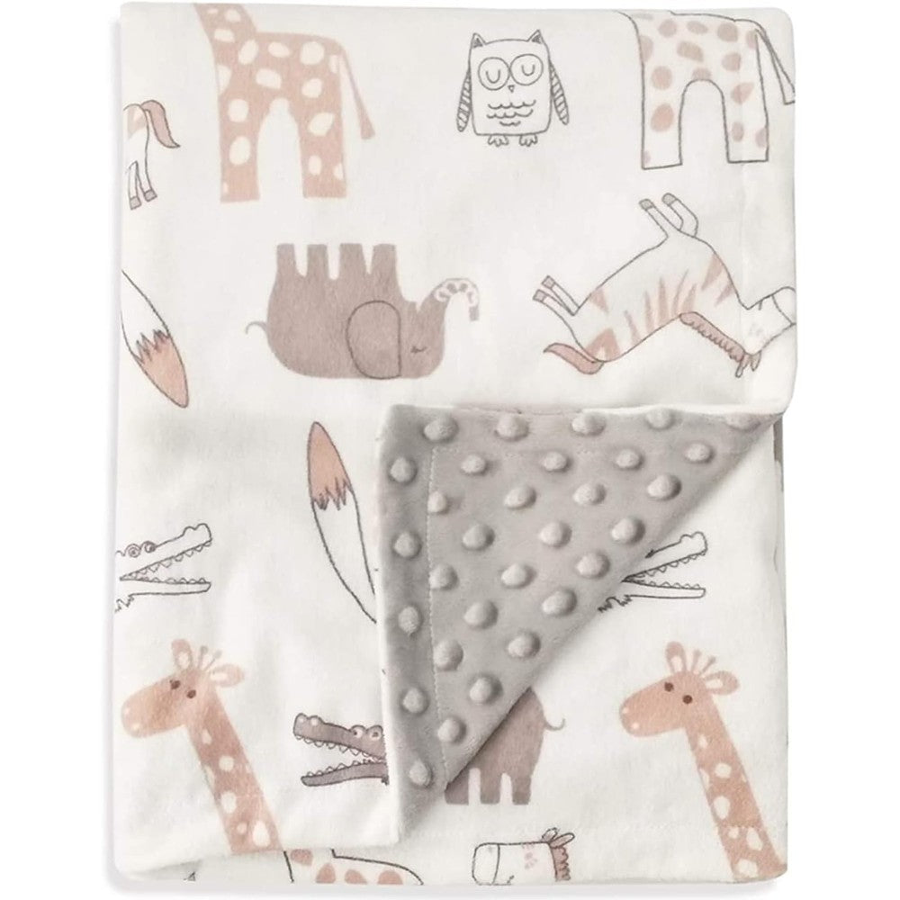 Boritar baby blanket with lovely animal print and dotted texture front view