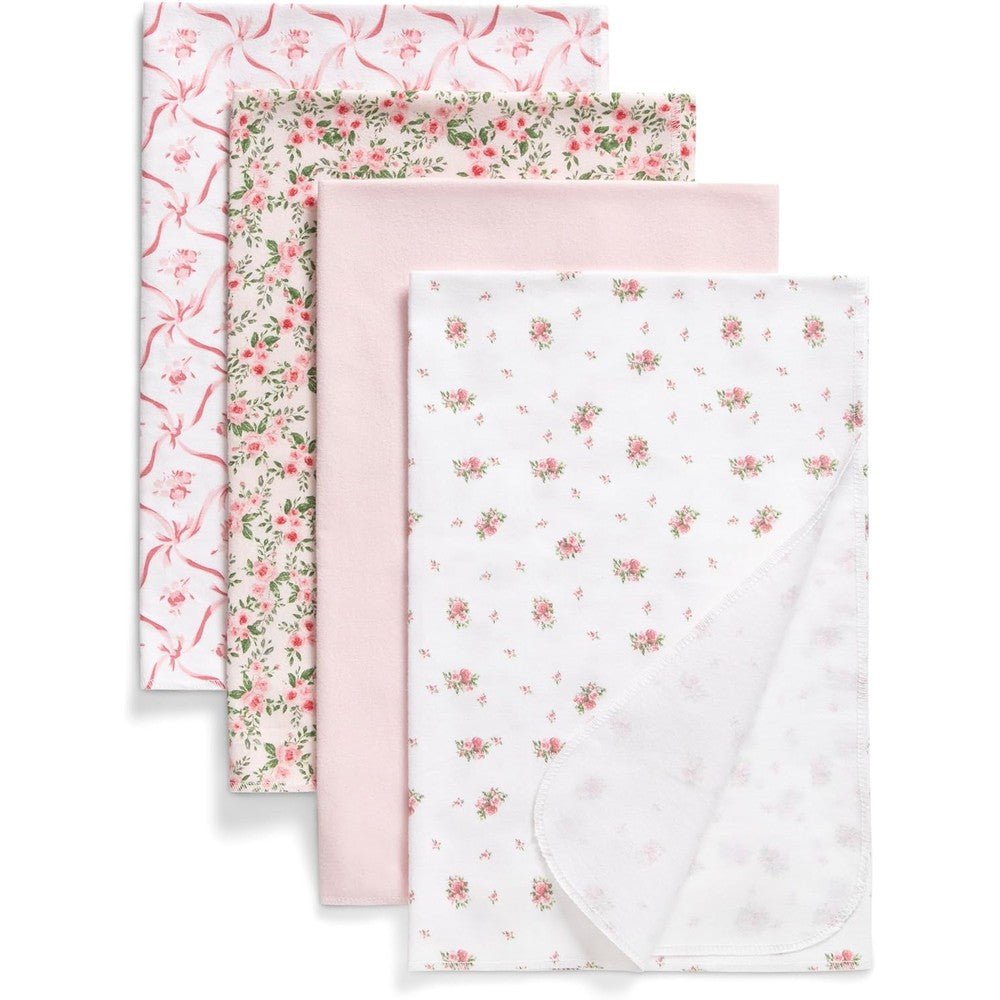 Delta Children pink floral baby receiving blankets front view
