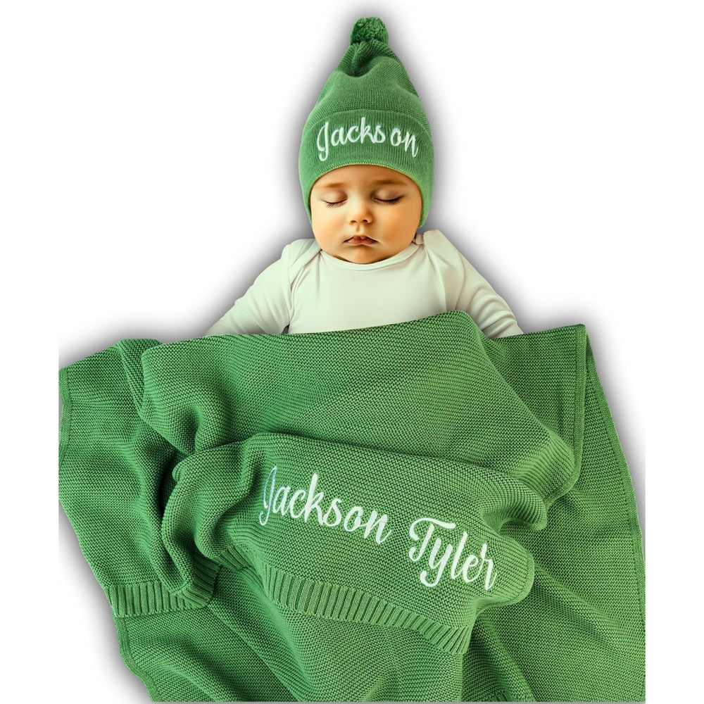 Patique personalized organic cotton baby blanket front view