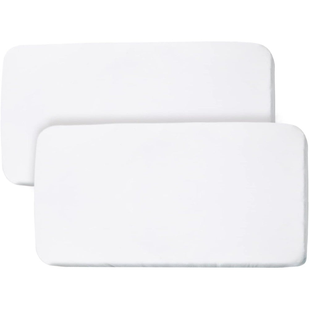 BreathableBaby white bassinet fitted sheet and waterproof cover set front view