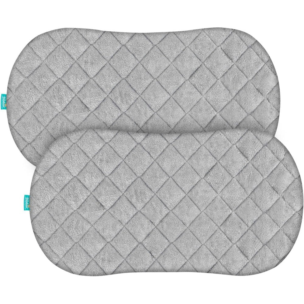 Biloban waterproof bassinet mattress pad cover front view grey