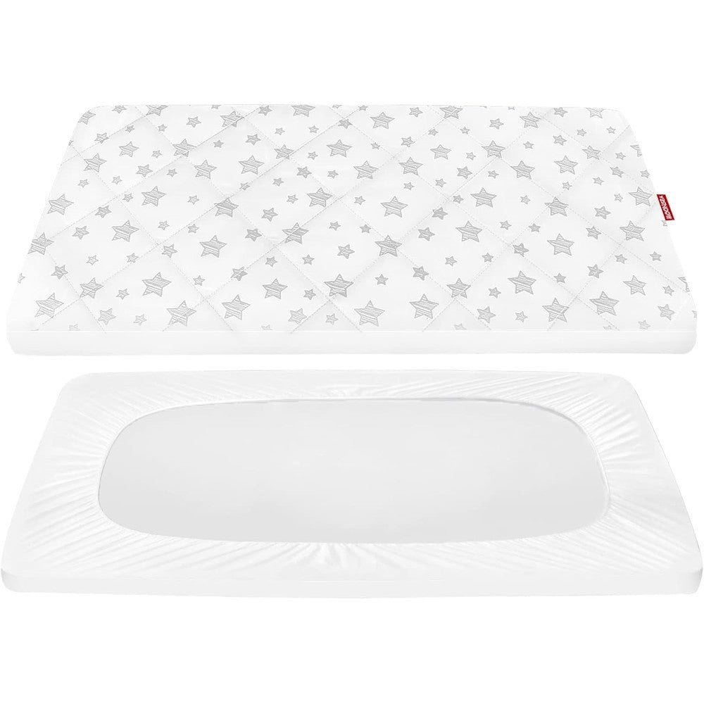 Moonsea pack and play quilted sheet with star print
