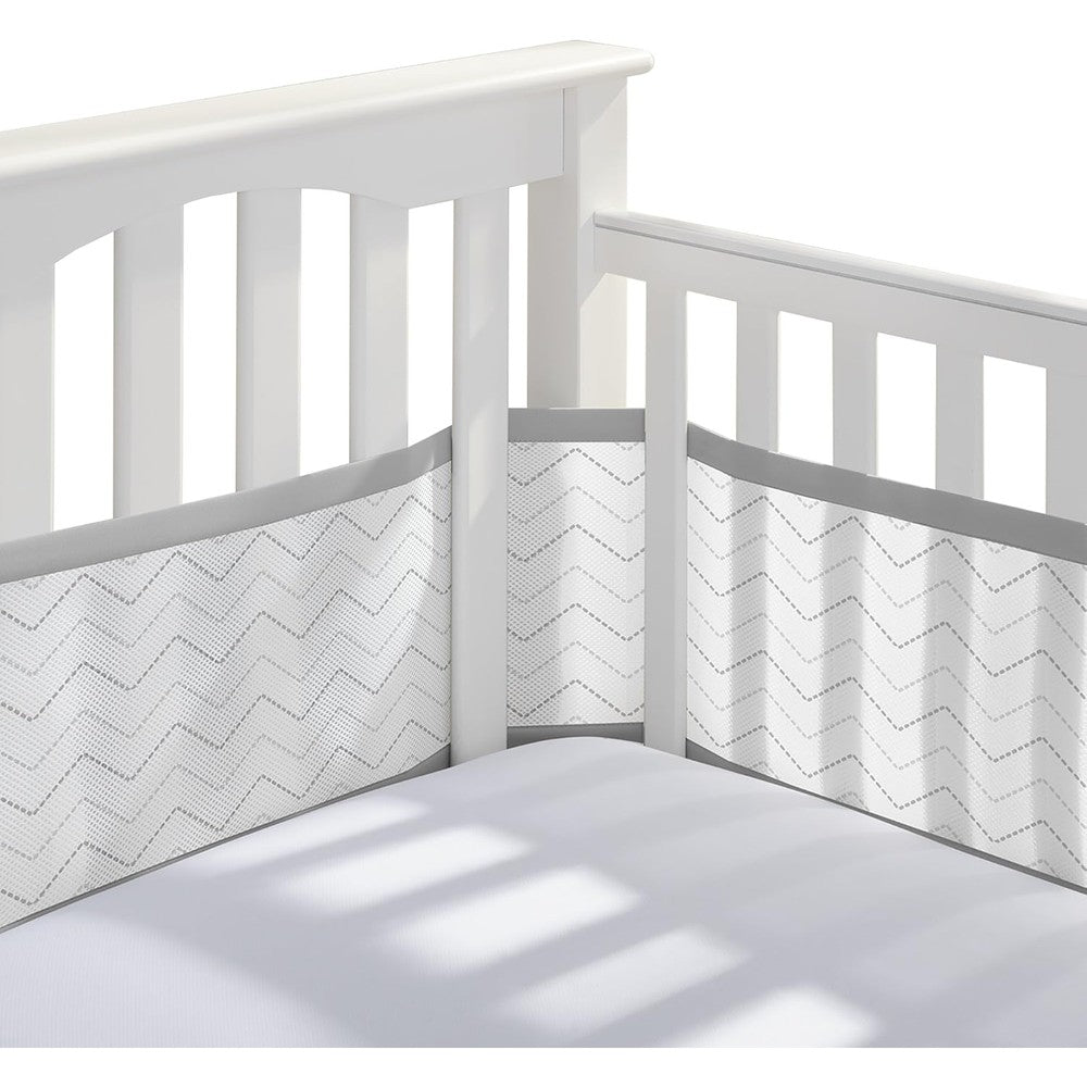 BreathableBaby Classic Mesh Crib Liner Gray Chevron front view