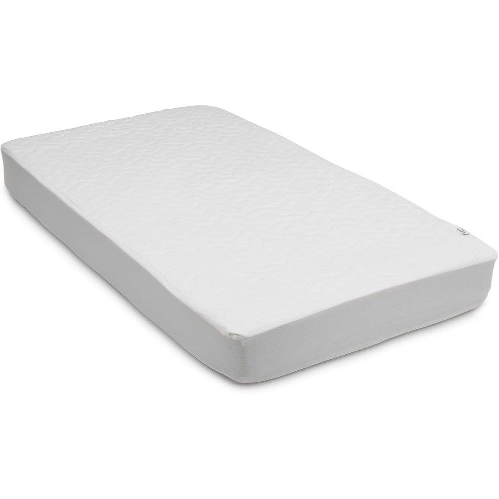 Serta Sertapedic crib mattress protector front view showcasing quilted top fabric design.