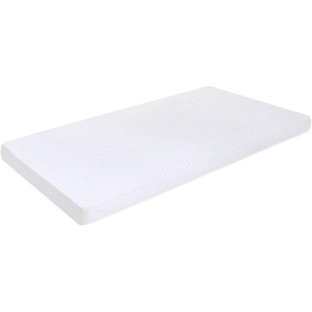 Milliard memory foam crib topper front view showing the quilted white cotton cover