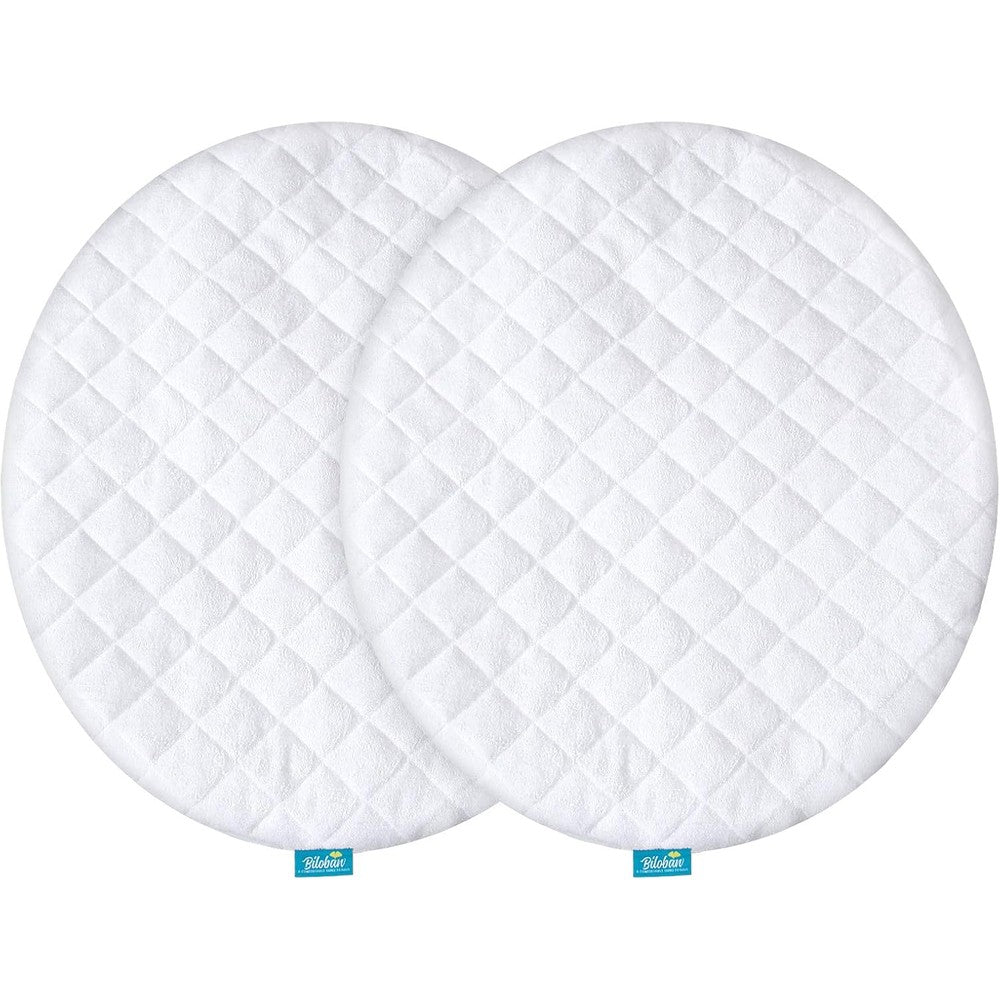 Biloban waterproof bassinet mattress pad cover two pack front view quilted design