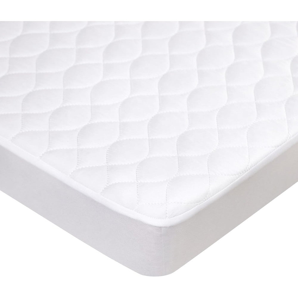 American Baby Company waterproof fitted mini crib mattress protector front view showcasing the white quilted texture.