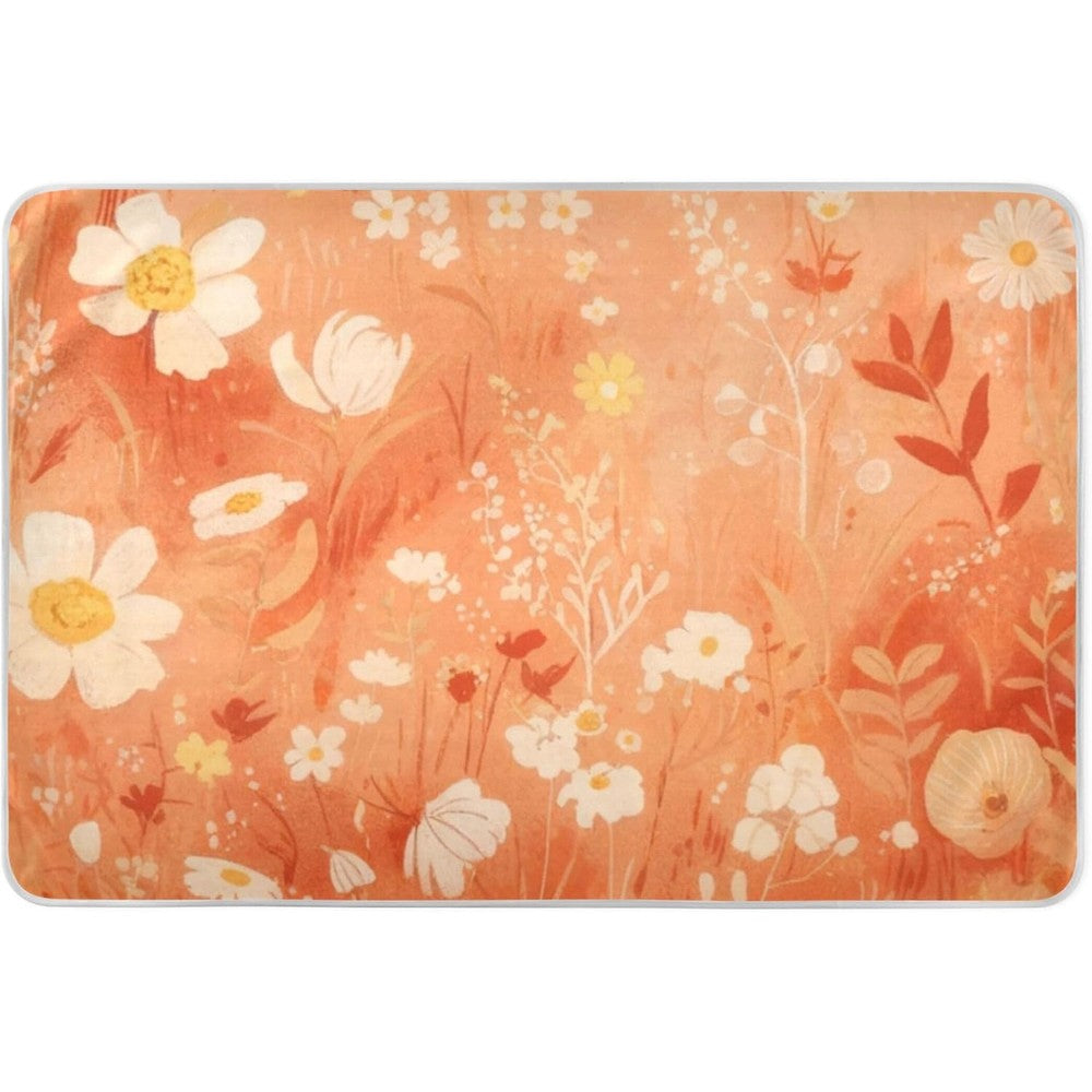 Linqin orange wildflower potty training pad front view showing full floral pattern design.