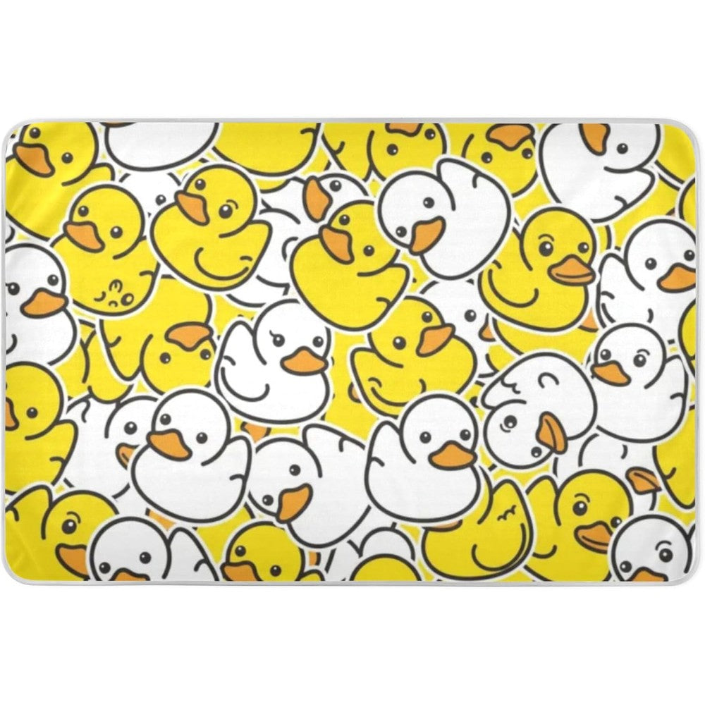 Linqin rubber duck reusable training pee pad front view showcasing the yellow and white pattern.
