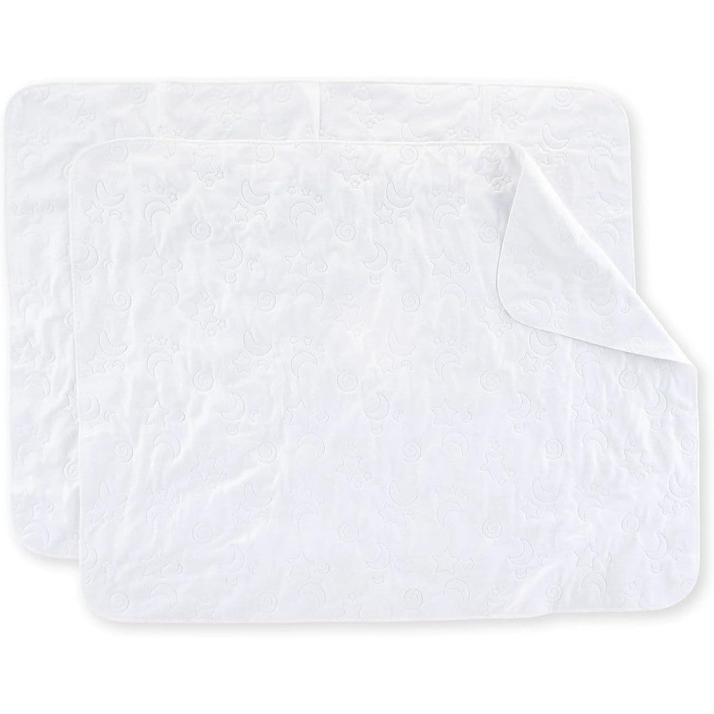 Generic Reversible Fleece Multi Use Waterproof Bed Pads front view showing the textured white embossed night sky pattern.