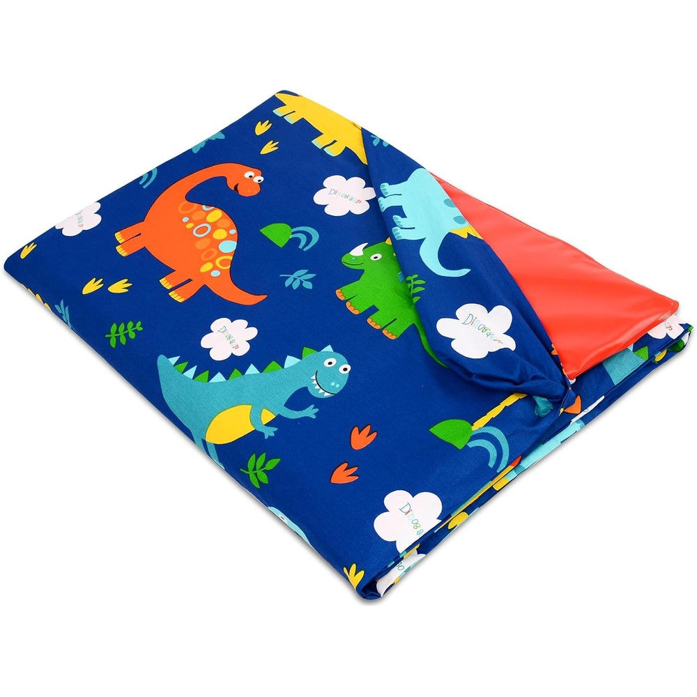 Suyfhdc Kids Dinosaur Nap Mat Cover front view blue pattern