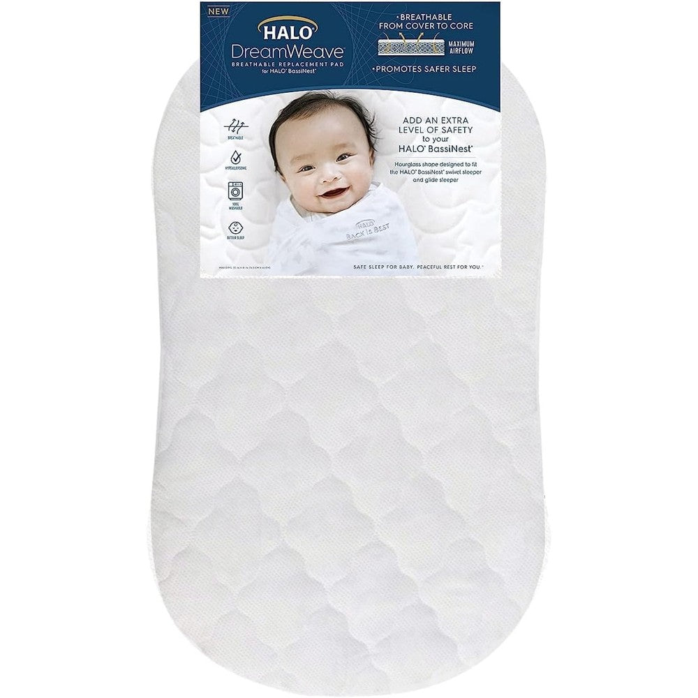 HALO DreamWeave breathable mesh bassinet mattress pad front view
