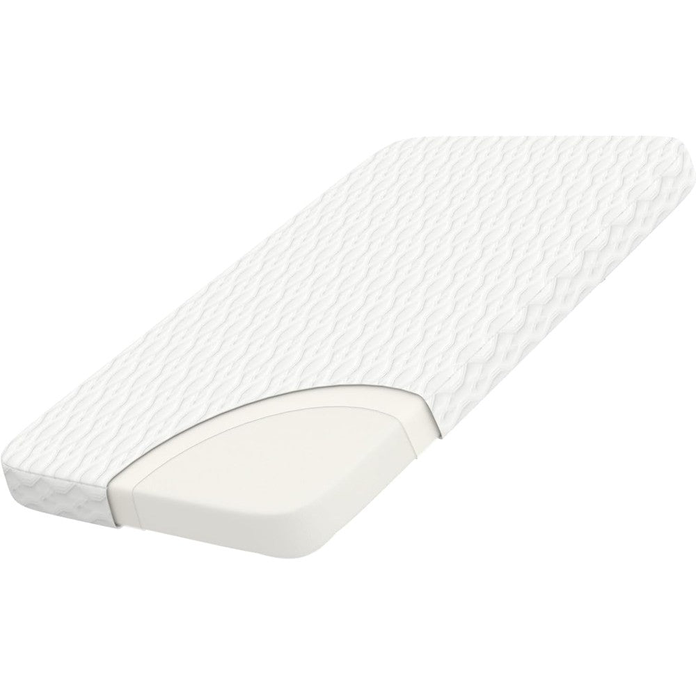 Wellzee Rectangle Bassinet Mattress front view showing the white textured breathable cover.