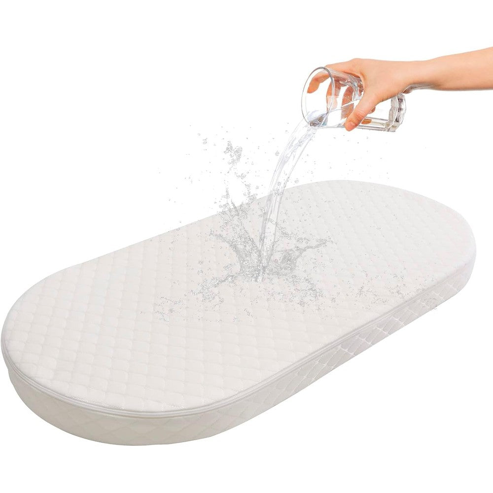 Wonder Living Baby Bassinet Mattress front view showcasing the white quilted premium foam padding.
