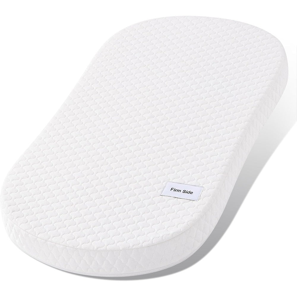 Pro Goleem Baby Bassinet Mattress Pad front view showing the clean white quilted waterproof cover.