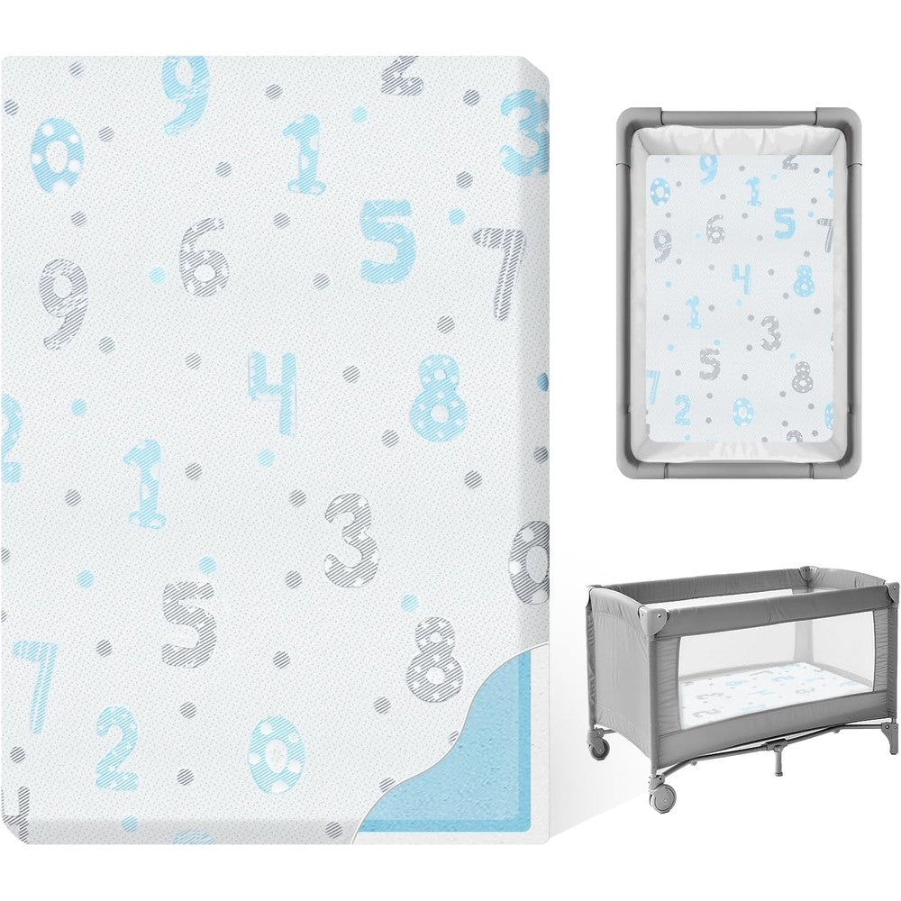 Voomf Pack and Play Mattress Pad front view inside a portable baby playard