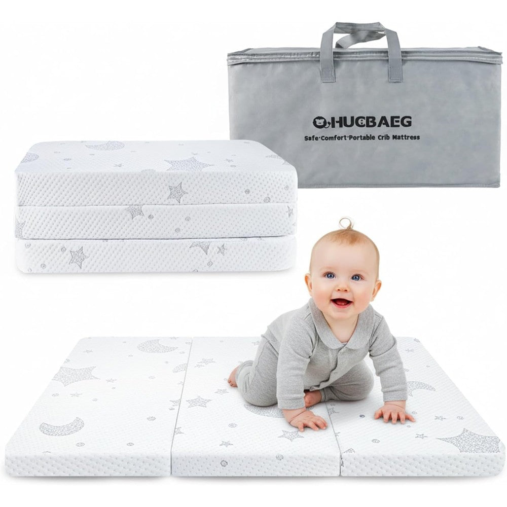 Dibako dual-sided memory foam pack and play mattress front view
