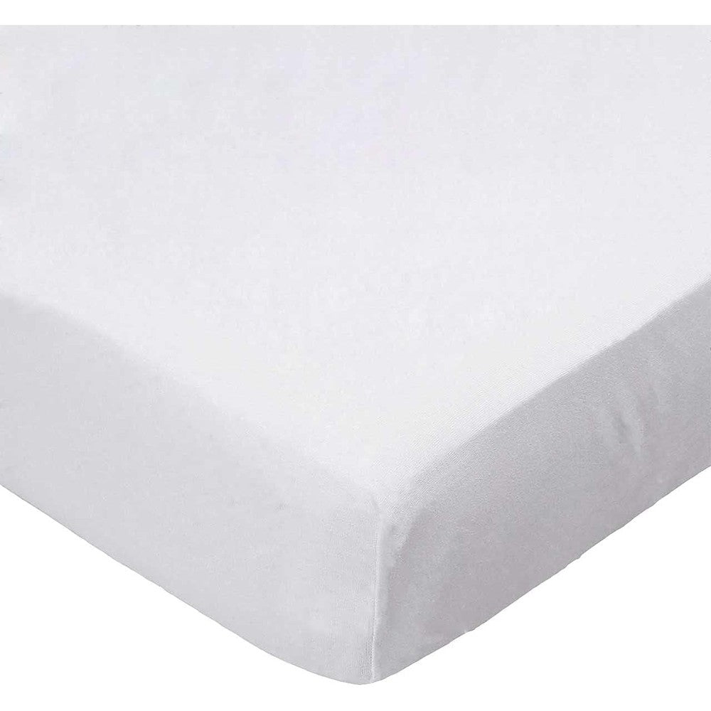 SheetWorld 100% Cotton extra deep mini crib sheet front view in solid white