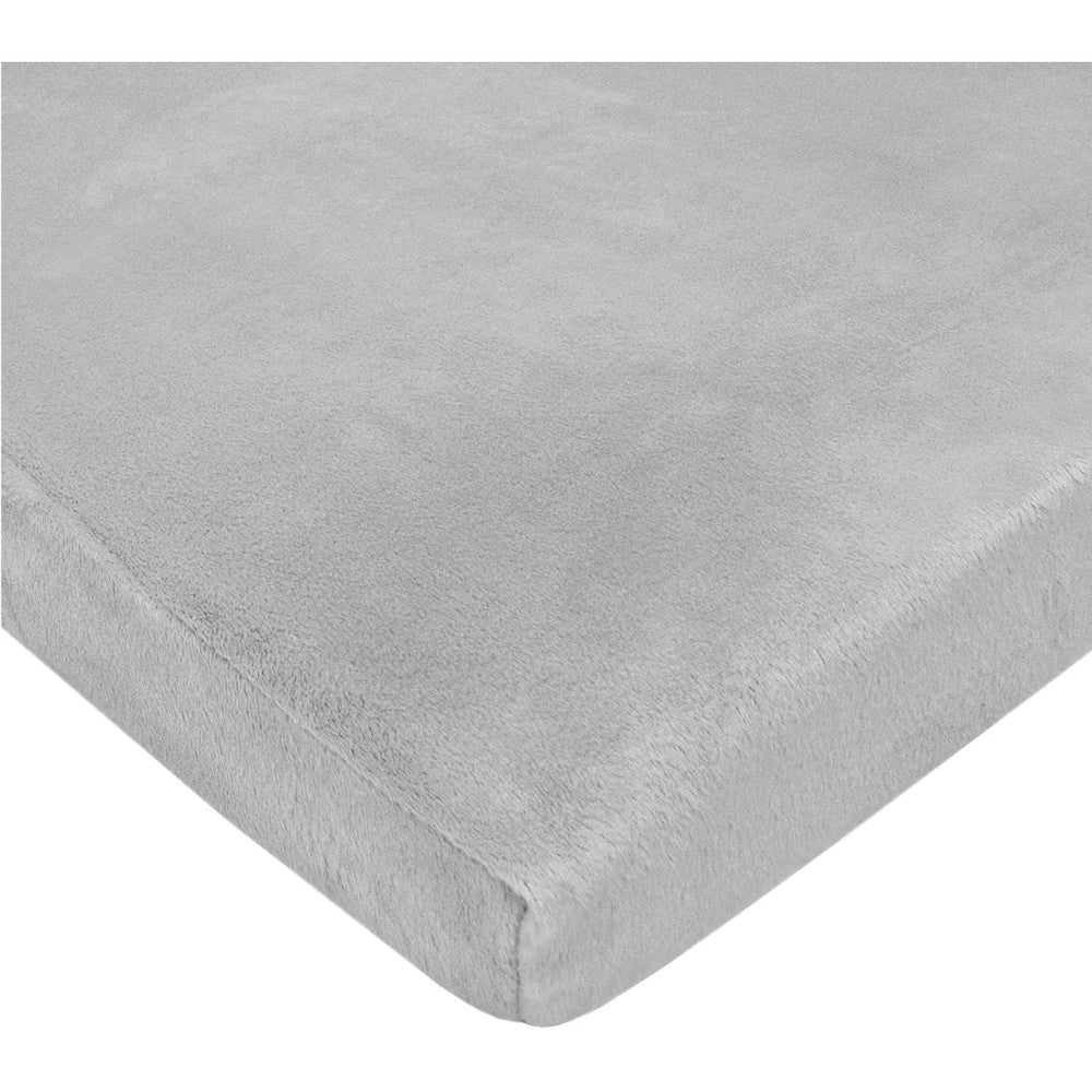 American Baby Company Heavenly Soft Chenille Fitted Pack N Play Playard Sheet front view in gray color