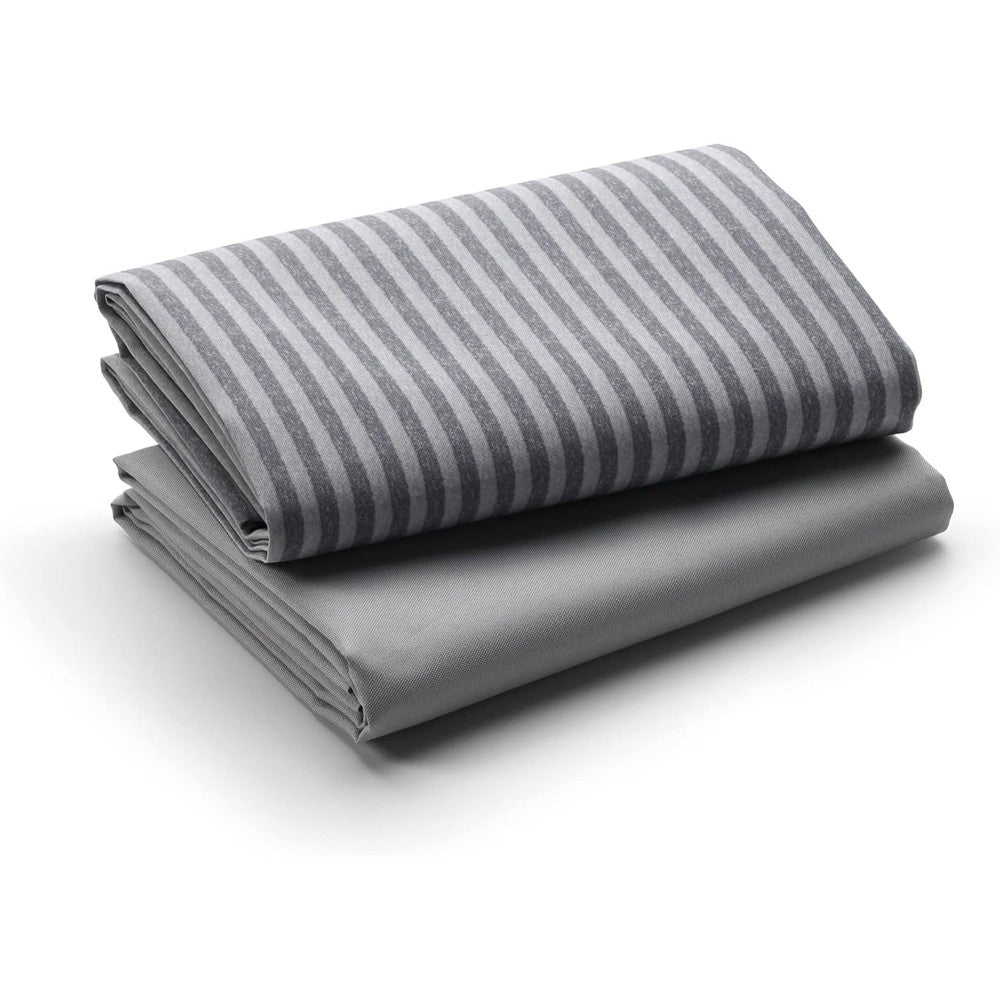 Graco Pack n Play playard fitted sheets front view grey stripe pattern